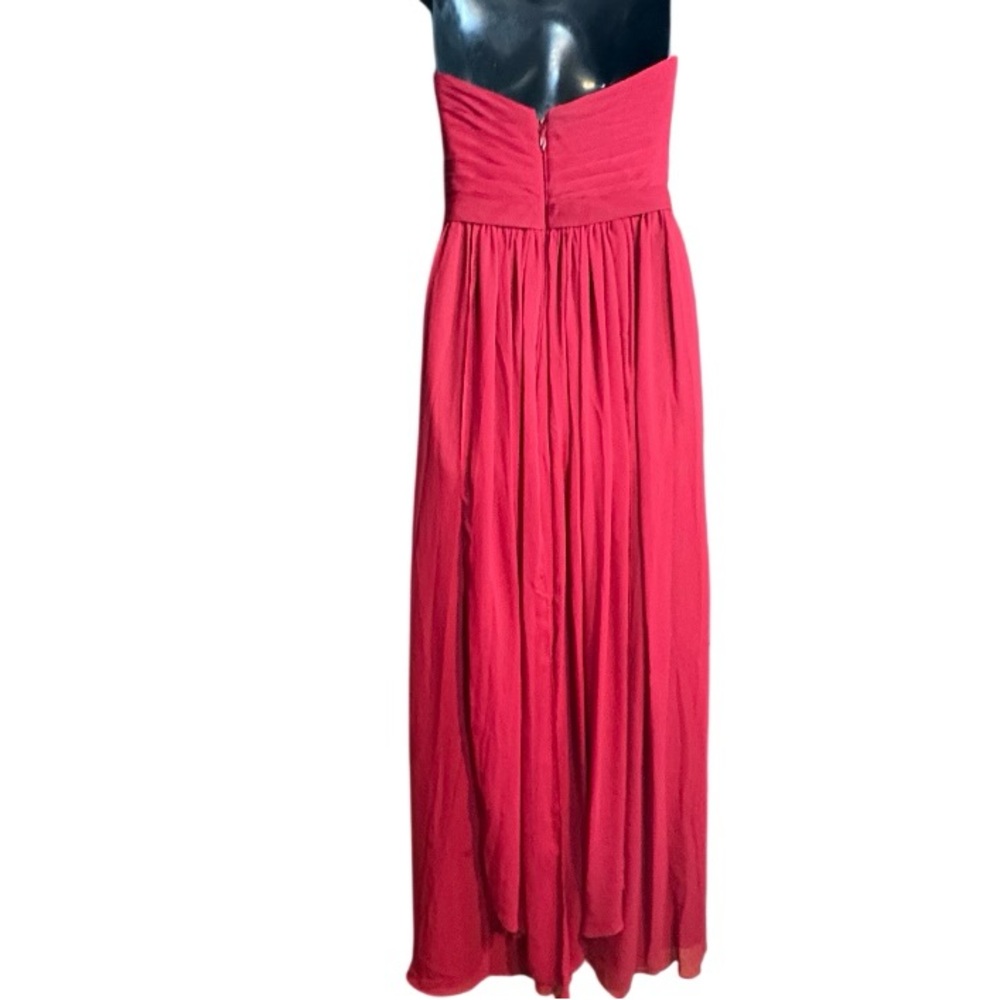 Azazie Red formal Gown chiffon strapless sweetheart neckline ruched fitted - Picture 10 of 14